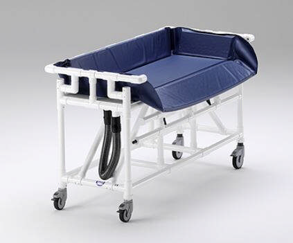 Badeleje/Transportleje, UDL 500, polstret,  m/vandafløb og nedfældige sider, smal