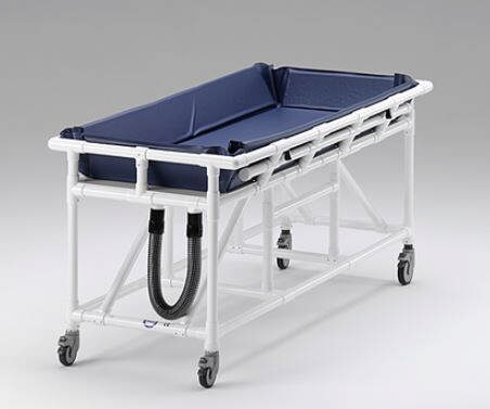 Badeleje/Transportleje, UDL 750, polstret,  m/vandafløb og nedfældige sider