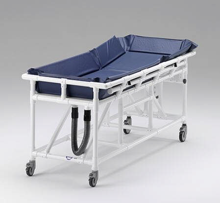 Badeleje/Transportleje, UDL 1500 VR, polstret, m/vandafløb,  nedfældige sider og justérbar rygstøtte 