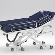 Badeleje/Transportleje, UDW 4500 XXL VRW, polstret, m/vandafløb,  nedfældige sider og just. rygstøtte, bariatrisk