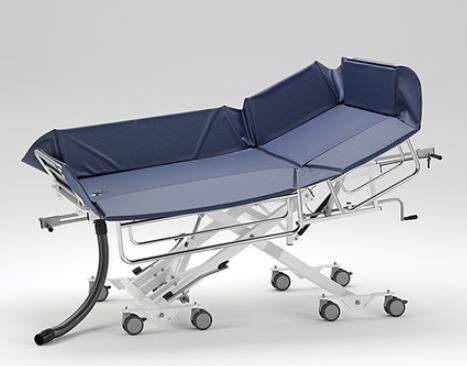 Badeleje/Transportleje, UDW 4500 XXL VRW, polstret, m/vandafløb,  nedfældige sider og just. rygstøtte, bariatrisk