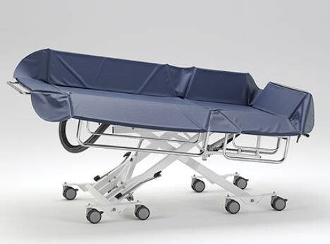 Badeleje/Transportleje, UDW 4500 XXL VRW, polstret, m/vandafløb,  nedfældige sider og just. rygstøtte, bariatrisk