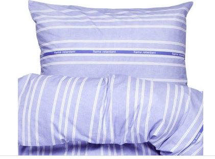 Flammehæmmende pudebetræk 50x70 cm, stribet lyseblå/hvid - UDGÅR