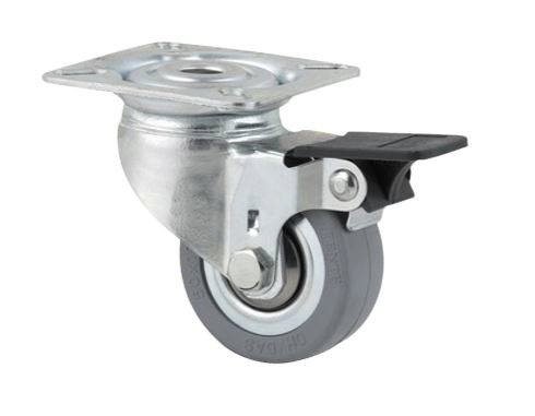 Tente hjul 2475DIK050P40 Konus-leje,grå gummi, m/br.