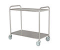 Rustfri bordvogn m/vulstkant m/2 hylder, 1100x550x1065 mm