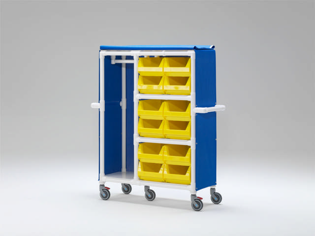 Tøjsorteringsvogn WB 312, RCN med garderobestang og 12 beholdere