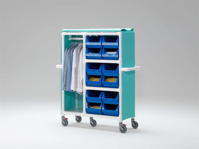 Tøjsorteringsvogn WB 312, RCN med garderobestang og 12 beholdere