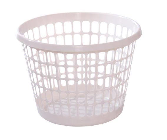Vasketøjskurv, rund, 32 l Ø44x31,4 cm, HVID
