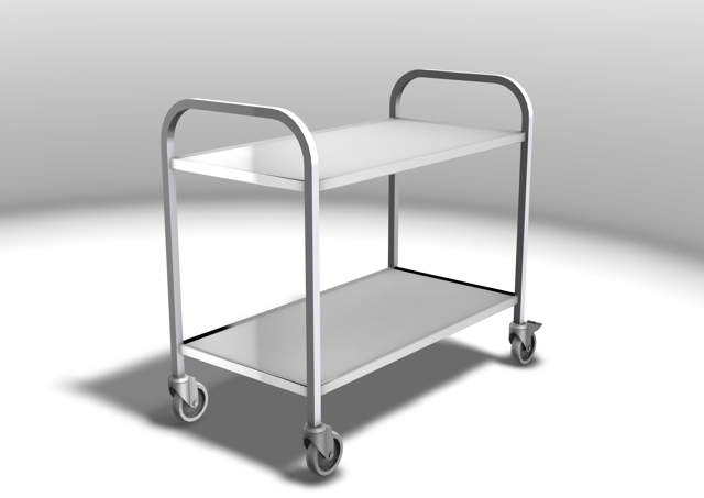 Rustfrit rullebord med skubbebøjle
