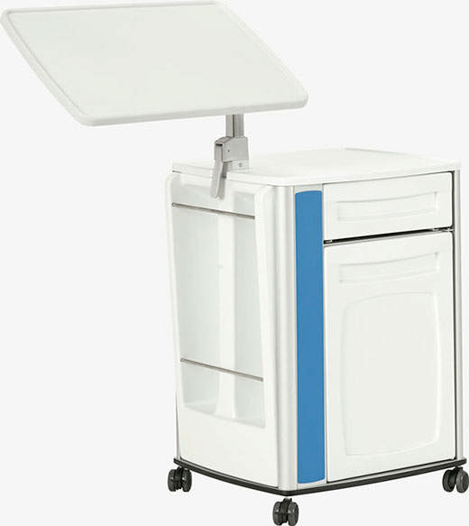 Sengebord i ABS plastic m/læse-/spiseplade