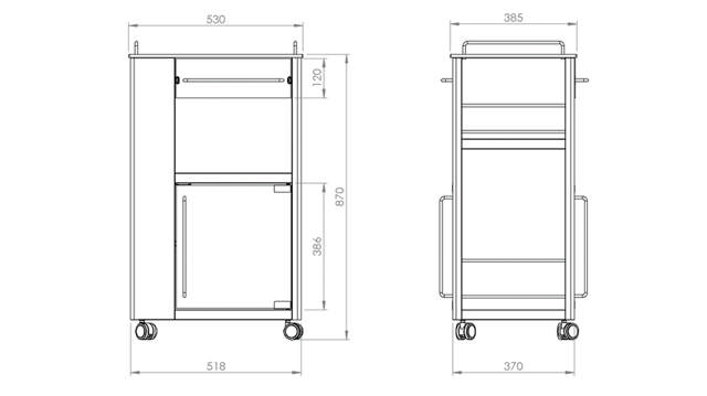 Sängbord med 2-vägs öppning 38,5 x 53 x 87 cm (D/B/H)