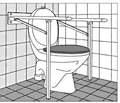 Toiletstøtte m/støtteben - M4D Dobbelt -  h. 80 cm, d. 74 cm