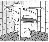 Toiletstøtte m/støtteben - M4D Dobbelt -  h. 80 cm, d. 74 cm