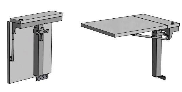 Væghængt opkl. patientbord, m/hæve-/sænkefunktion 600 x 800 x 700/1000 mm