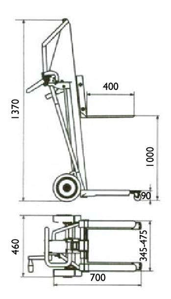 Sækkevogn m/hejs SH120, lufthjul